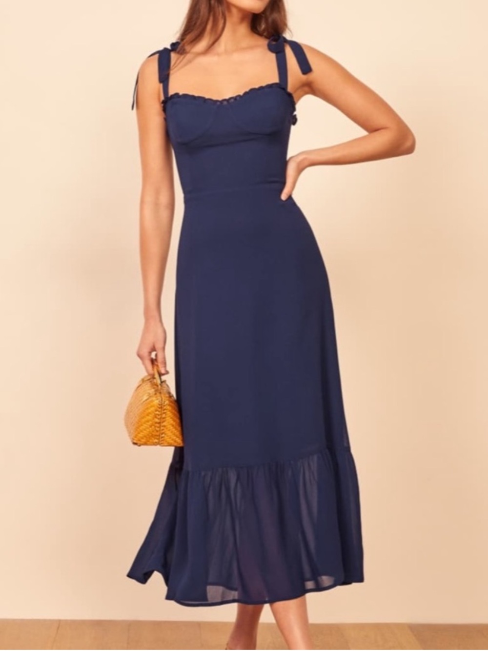 Reformation Navy Nikita Midi Dress